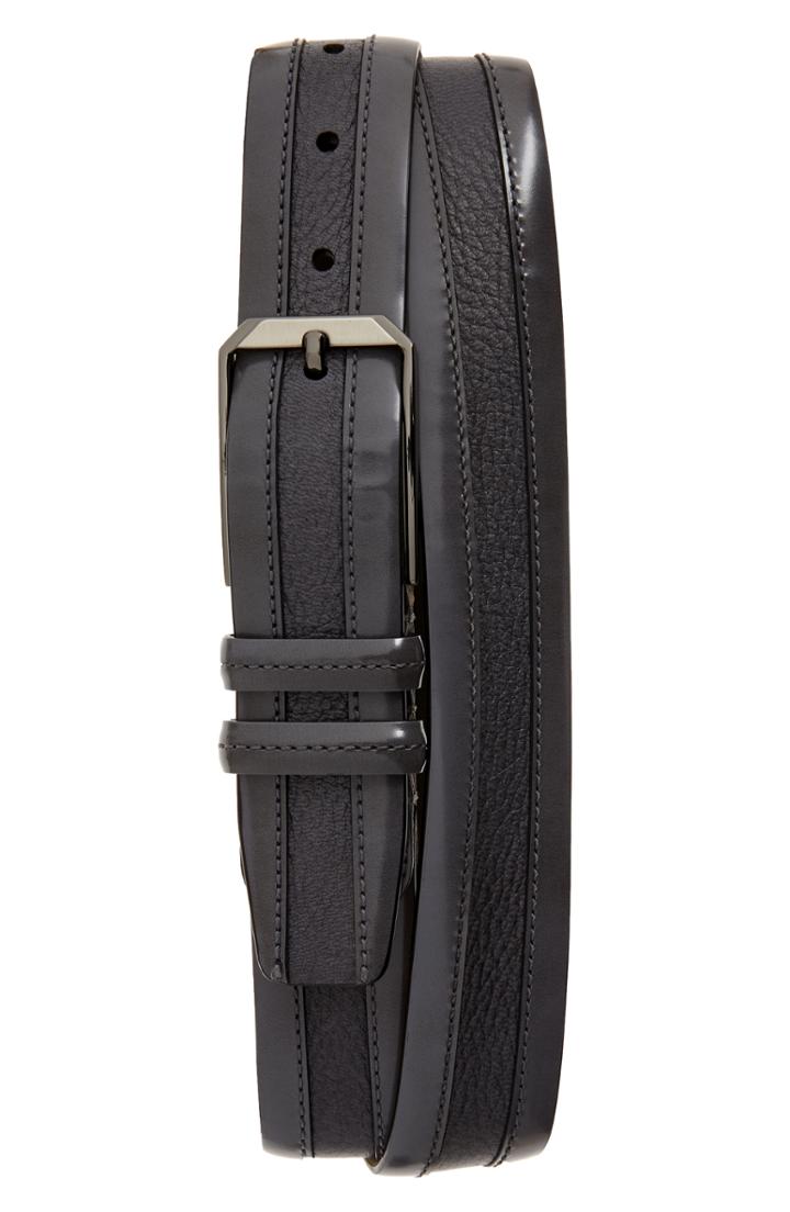 Men's Mezlan Leather & Deerskin Belt - Grey