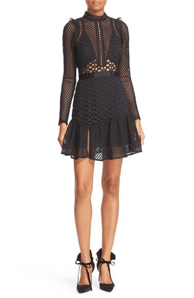 Women's Self-portrait Hall Lace Mesh Minidress