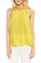 Women's Vince Camuto Embroidered Eyelet Gauze Blouse, Size - Yellow