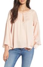 Women's Hinge Satin Bell Sleeve Top, Size - Pink