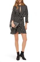 Women's Topshop Stripe Knot Front Minidress Us (fits Like 0-2) - Black