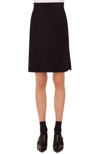 Women's Akris Punto Suede A-line Skirt - Black
