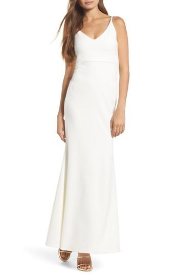 Women's Lulus V-neck Trumpet Gown - White