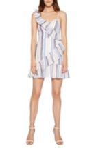 Women's Parker Lollie Stripe Ruffle Linen Mini Dress - Blue