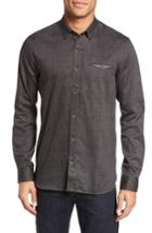 Men's Ted Baker London Norbor Modern Slim Fit Microdot Print Sport Shirt (m) - Black