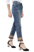 Women's Topshop Embellished Hem Straight Leg Jeans