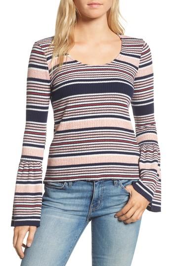 Women's Splendid Stripe Bell Sleeve Tee - Purple
