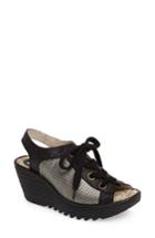 Women's Fly London 'yuta' Platform Wedge Sandal Us / 35eu - Black