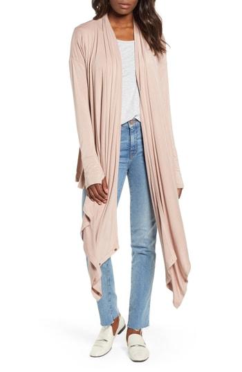 Petite Women's Caslon Off-duty Long Convertible Cardigan, Size P - Pink