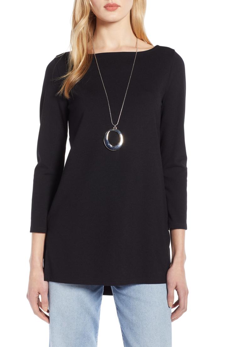 Women's Halogen Bateau Neck Tunic - Black