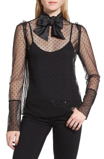 Women's Chelsea28 Bow Tie Sheer Blouse - Black
