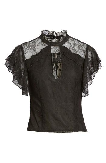 Women's Afrm Gianna Ruffle Lace Top - Black