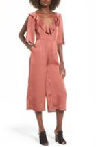 Women's The Fifth Label Lola Ruffle Neck Crop Jumpsuit - Brown