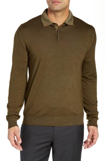 Men's Samuelsohn Dustin Wool Polo Sweater - Green