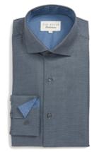 Men's Ted Baker London Coorm Trim Fit Geometric Dress Shirt - 34/35 - Black