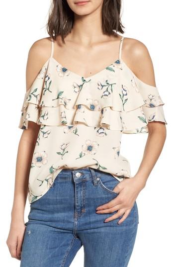Women's Lydelle Ruffle Overlay Top - Beige