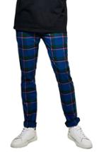 Men's Topman Mitchell Check Print Skinny Pants X 32 - Blue