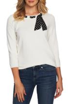 Women's Cece Polka Dot Scarf Detail Cotton Sweater - Ivory