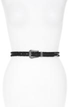 Women's Rebecca Minkoff Whipstitch Leather Belt - Black/ Nickel