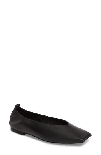 Women's Jeffrey Campbell Samoa Blunted Toe Skimmer Flat .5 M - Black