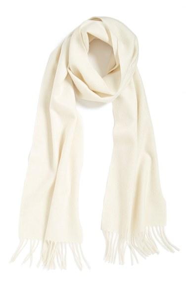 Women's Nordstrom Solid Woven Cashmere Scarf, Size - Ivory