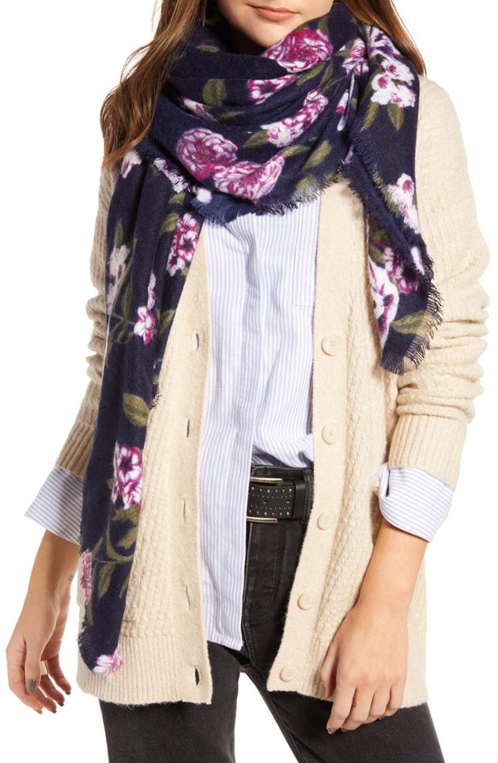 Women's Treasure & Bond Floral Scarf, Size - Blue