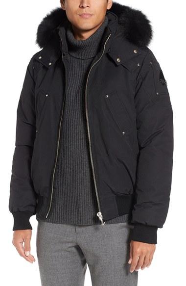 Men's Moose Knuckles 'ballistic' Bomber Jacket With Genuine Fox Fur Trim