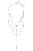 Women's Topshop Long Multi Chain Leaf Drop Necklace