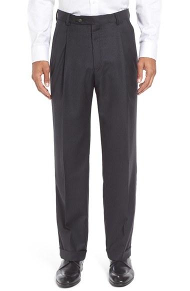 Men's Berle Pleated Solid Wool Trousers X 30 - Grey
