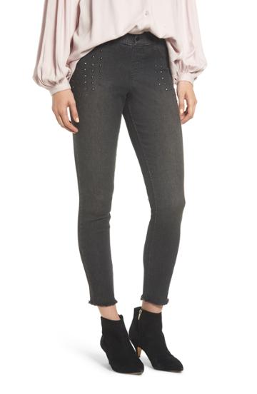 Women's Zeza B By Hue Studded Denim Skimmer Leggings - Black