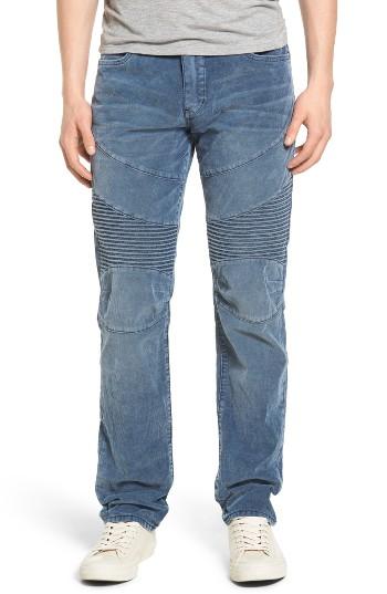 Men's True Religion Brand Jeans Geno Straight Leg Corduroy Moto Pants - Blue