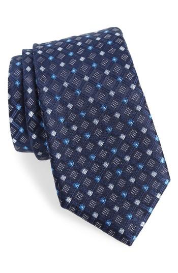 Men's Nordstrom Men's Shop Coventry Check Silk Tie, Size - Blue