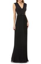 Women's Kay Unger Sleeveless Pleated Gown - Black