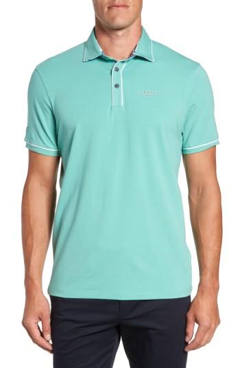 Men's Ted Baker London Offset Modern Slim Fit Golf Polo (l) - Green