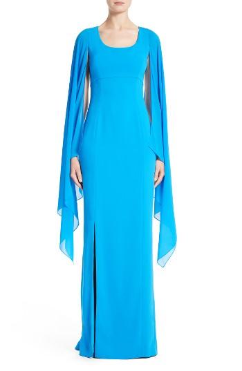 Women's St. John Collection Cape Sleeve Cady Column Gown