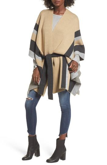 Women's Sole Society Stripe Ruana, Size - Beige