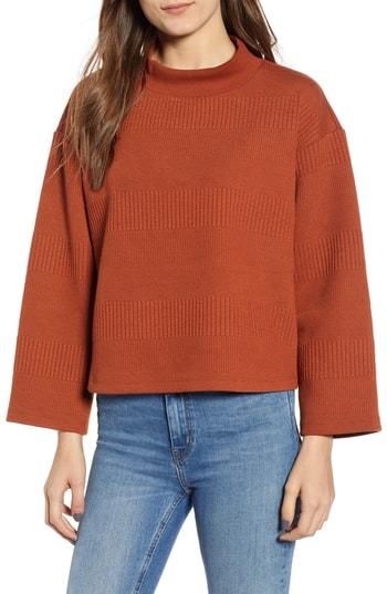 Women's Leith Crop Mock Neck Sweater, Size - Brown