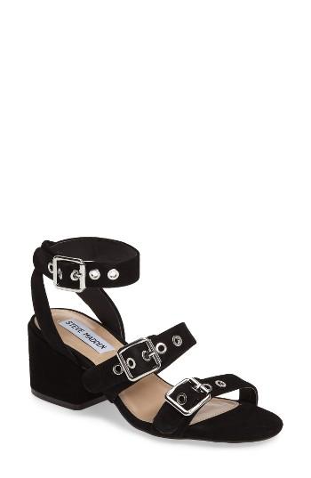 Women's Steve Madden Rotating Ankle Strap Sandal .5 M - Black