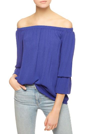 Petite Women's Sanctuary Off The Shoulder Blouse P - Blue