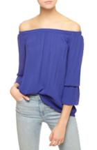 Petite Women's Sanctuary Off The Shoulder Blouse P - Blue