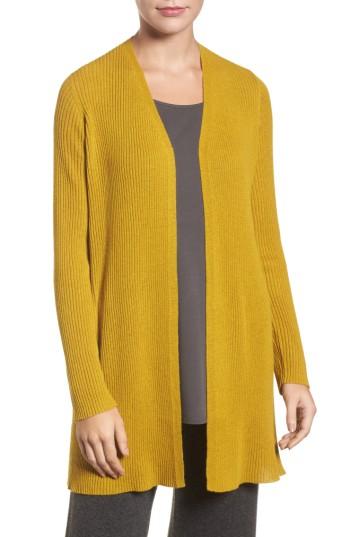 Women's Eileen Fisher Long Wool Cardigan - Yellow