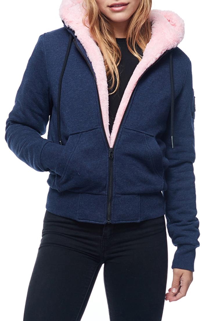 Women's Moose Knuckles Her Bunny Faux Fur Lined Jacket - Blue