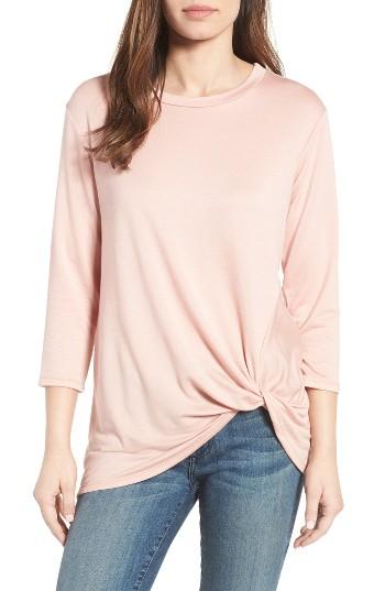Women's Bobeau Twist Hem Sweatshirt - Pink