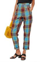 Women's Topshop Clash Martha Check Trousers Us (fits Like 0) - Blue