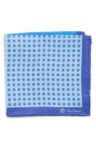 Men's David Donahue Dot Silk Pocket Square, Size - Blue