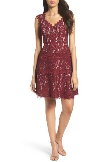 Women's Adrianna Papell Cynthia Lace Fit & Flare Dress - Red