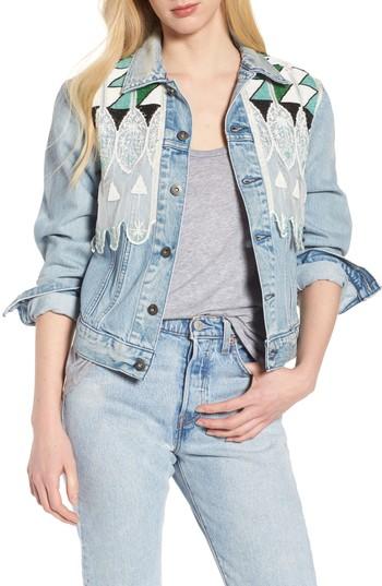 Women's Levi's Made & Crafted(tm) Embellished Boyfriend Trucker Jacket - Blue