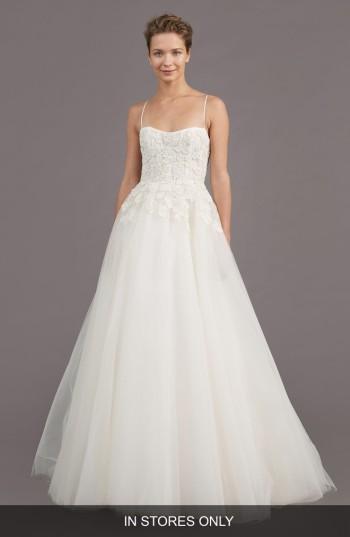 Women's Amsale Holland Embellished A-line Gown, Size - Ivory
