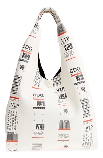 Maison Margiela Boarding Pass Print Calfskin Leather Shopper - Black