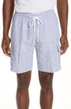 Men's Vilebrequin Stripe Linen Cargo Shorts, Size - Blue